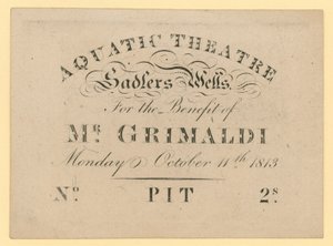 Entrada para el Teatro Acuático, para el beneficio del Sr. Grimaldi, 11 de octubre de 1813
