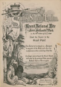 Entrada para la Gran Fiesta Nacional de la Sociedad Española de Londres en el Parque de Lord Holland