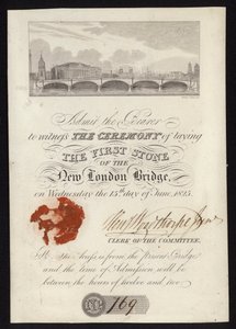 Entrada para la ceremonia de colocación de la primera piedra del nuevo Puente de Londres de English School