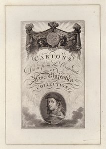Página de título para Cartones hechos de los originales en la colección de Su Majestad (grabado)