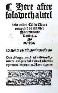 Página de título de Colin Cloute de John Skelton, publicado c.1550