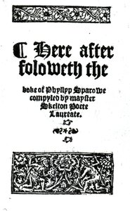 Página de título de El libro de Phyllyp Sparowe de John Skelton, publicado c.1550 de English School