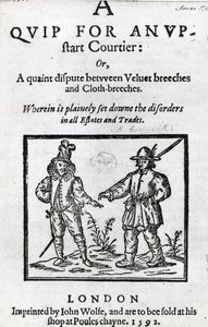 Página de título de A Quip for an Upstart Courtier por Robert Greene, 1592
