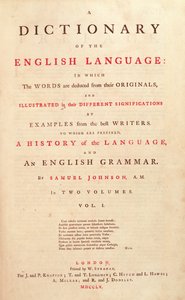 Página de título del Diccionario de la Lengua Humana de Johnson, Londres, 1755