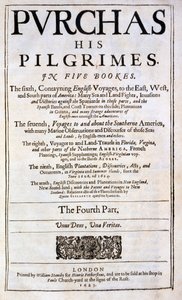 Página de título de Purchas sus peregrinos por Samuel Purchas, publicado en 1625