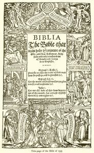 Portada de la Biblia de 1535 de English School