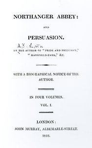 Página de título de Northanger Abbey y Persuasion por Jane Austen, primera edición, 1818