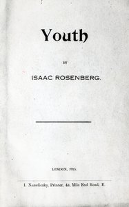 Portada de Youth, una colección de poemas por Isaac Rosenberg, primera edición 1915 de English School