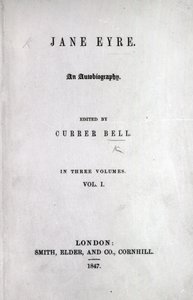 Portada de la primera edición de Jane Eyre por Charlotte Brontë, 1847