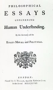 Portada de Ensayos filosóficos sobre el entendimiento humano de David Hume, 1748 de English School