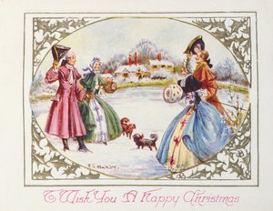 "Para desearle una feliz Navidad", tarjeta victoriana (cromolito)