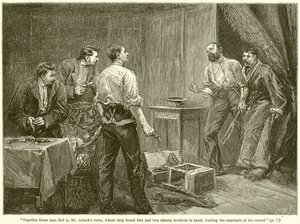 Juntos, estos hombres huyeron a la habitación del Sr. Alcock... de English School