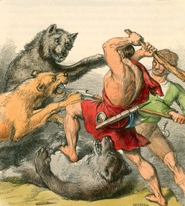 Tom y el Tinker matando osos y leones de English School