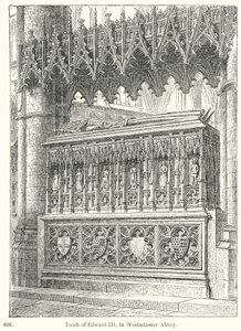 Tumba de Eduardo III en la Abadía de Westminster (grabado) de English School
