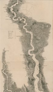Mapa panorámico de Tombleson del Támesis y Medway