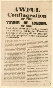 Incendio de la Torre de Londres, 1841 de English School