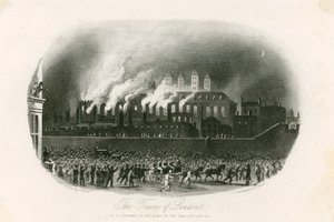 Incendio de la Torre de Londres, 1841 de English School