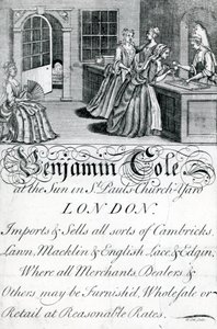 Tarjeta comercial, Benjamin Cole, comerciante de Londres de English School