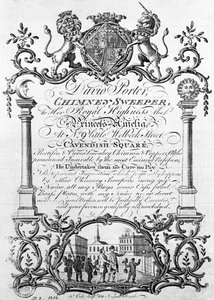 Tarjeta comercial de David Porter, deshollinador y nocturno, siglo XIX de English School