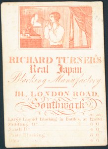 Tarjeta comercial, Richard Turners Real Japan Blacking Manufactory de English School