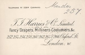 Tarjeta comercial, T J Harries & Company Limited