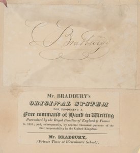 Tarjeta comercial del sistema original de Mr Bradbury para producir un comando libre de la mano en la escritura