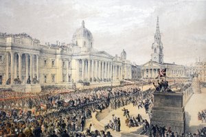 Trafalgar Square, de A Memorial of the Marriage of Edward VII and Alexandra of Denmark, pub. 1864 de English School
