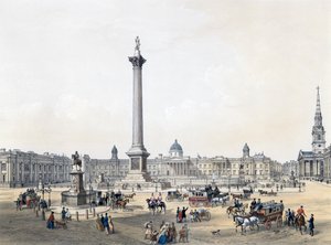 Trafalgar Square con la National Gallery y la iglesia de St. Martin de English School