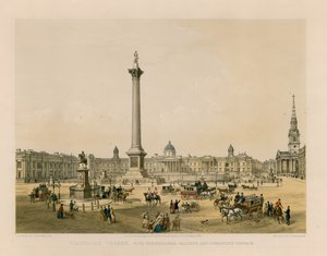 Trafalgar Square con la National Gallery y la iglesia de St. Martin de English School