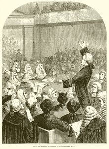 Juicio de Warren Hastings en Westminster Hall de English School