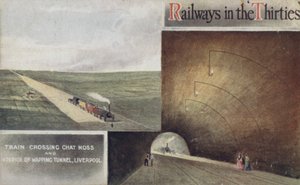 Tren cruzando Chat Moss e Interior del Túnel Wapping, Liverpool de English School