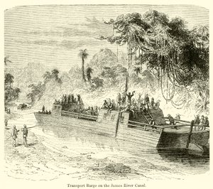 Barcaza de transporte en el canal del río James de English School