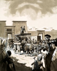 Transportando leones al circo en Roma