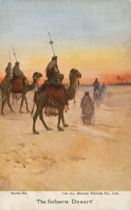 Viajeros en el desierto del Sahara (litografia en color) de English School