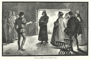 Juicio por ordalía, el hierro candente (grabado) de English School