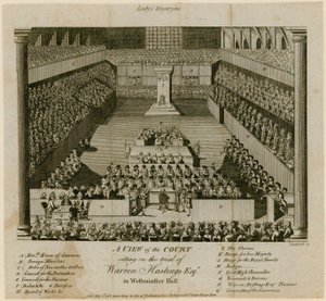Juicio de Warren Hastings en Westminster Hall de English School