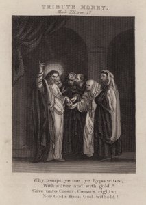 El tributo, Marcos XII, versículo 17 (grabado) de English School