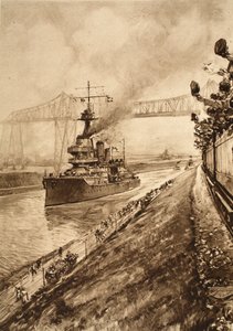 Prueba triunfal de la supremacía naval de Gran Bretaña: H.M.S Hercules pasando por el Canal de Kiel, 1914-19