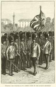 Desfile de los colores en el Parque St. James en el cumpleaños de la Reina de English School