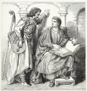 Trovador y Barbe, ilustración de La Historia del Protestantismo por James Aitken Wylie (1808-1890), pub. 1878 de English School
