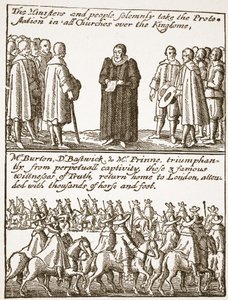 Información veraz sobre el comienzo y la causa de todos nuestros problemas: cómo se gestaron y cómo se previnieron, de un panfleto puritano, 1648, ilustración de The Church of England: A History for the People por H.D.M. Spence-Jones de English School