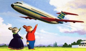 Tufty saludando a la aeronave