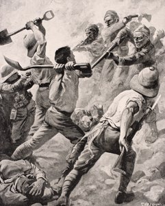 Soldados turcos y británicos en combate cuerpo a cuerpo en la península de Gallipoli, Turquía, 1915, de 