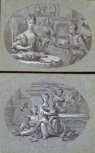 Dos escenas domésticas, c.1725 de English School