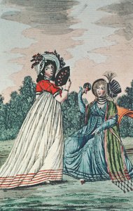 Dos damas a la moda en un jardín, c.1800 de English School