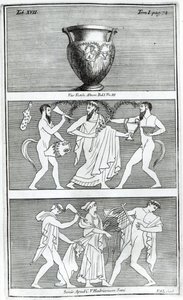 Dos escenas de un jarrón etrusco (grabado) de English School