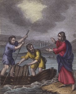 Dos pescadores en su pobre empleo...