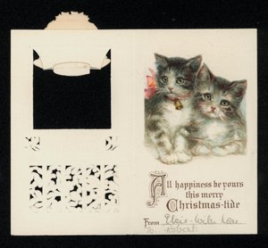 Dos gatitos, tarjeta de felicitación de Navidad