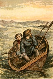 Dos personas salvadas por Leask y su joven hijo frente a Stromness de English School