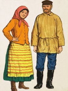 Pareja no identificada en trajes nacionales